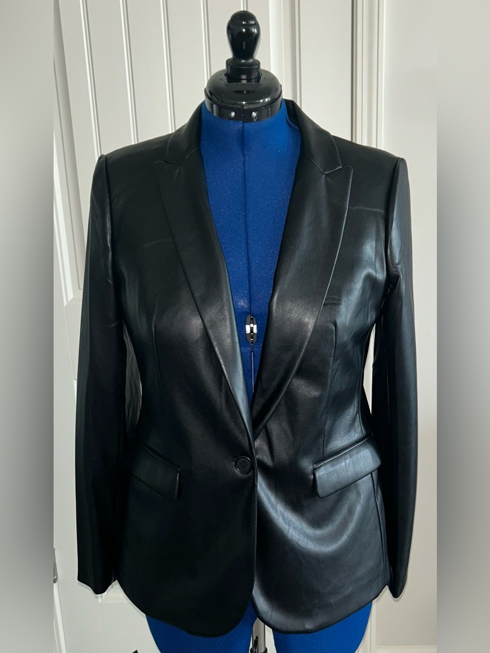 J. Crew Black Faux Leather Single-Button Blazer